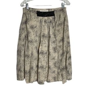 Les Fees de Bengale Skirt Women 6 Ivory Black Star Print A-Line Pleated‎ Glitter